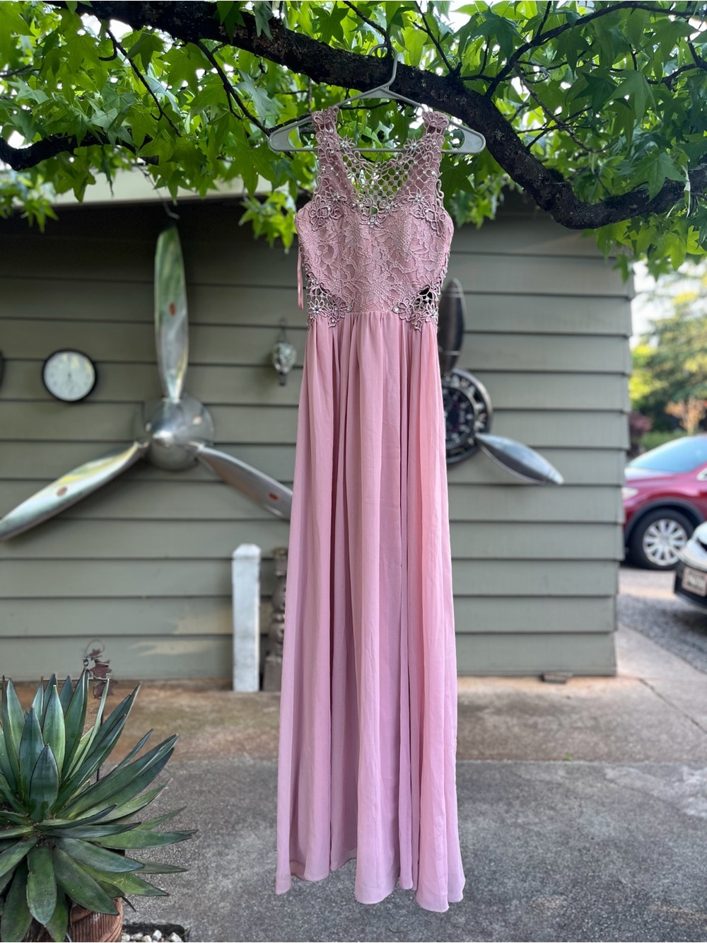 City Studio Dusty Rose Lace Bodice Maxi Dress